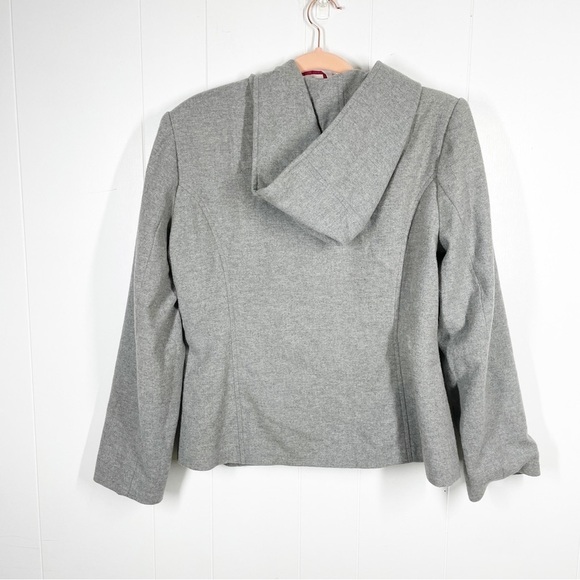 Secret Garden Gray Wool Blend Hooded Long Sleeve Blazer Medium - Picture 2 of 7
